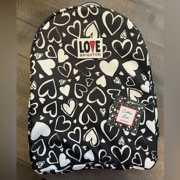 Brighton Endless Love Heart Backpack - Black and White - Picture 7 of 13